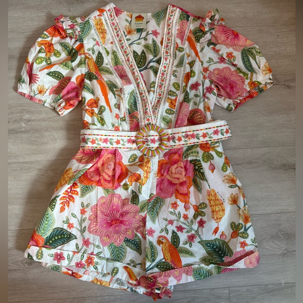 FARM Rio Macaw Bloom Belted Romper